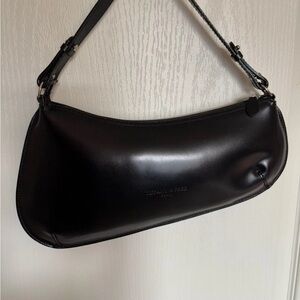 Vintage Tiffany & Fred Sleek Black Leather Shoulder Bag made in Paris